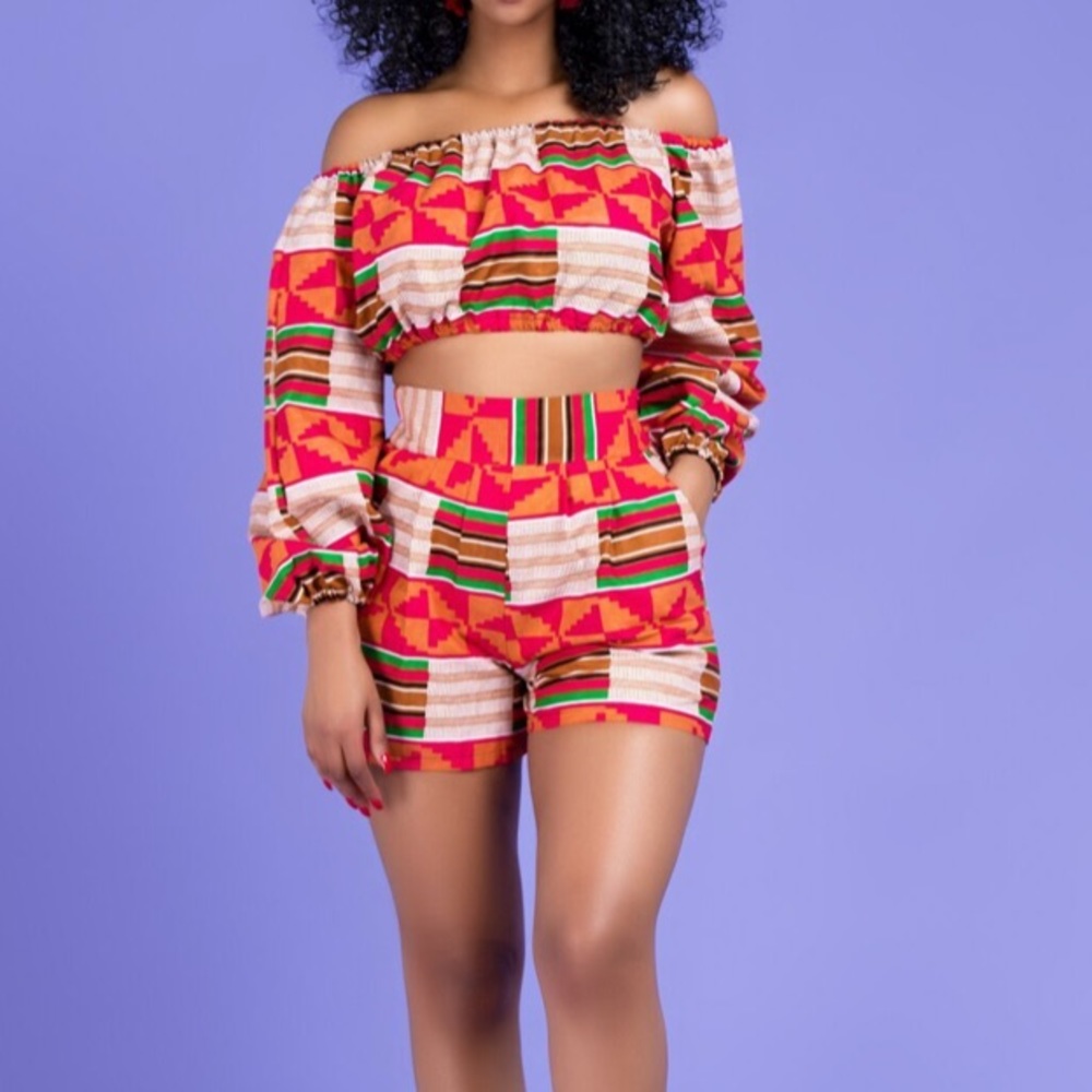 Grass-fields African Print Shorts Grassfields